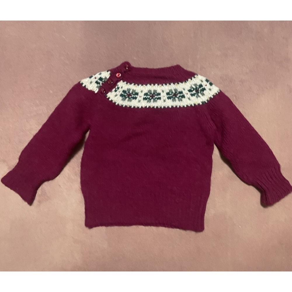 Brora 100% Wool Fair Isle Kids Baby Pullover Sweater $189 Size 12 M Old Money